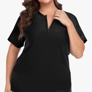 Womens Plus Size 4x Rash Guard Short Sleeve Swim Shirt UPF 50+ Sun Protection
